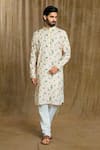 Buy_Arihant Rai Sinha_Multi Color Cotton, Silk Embroidery Geometric Print Kurta With Pyjama_at_Aza_Fashions