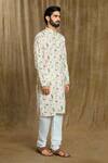 Buy_Arihant Rai Sinha_Multi Color Cotton, Silk Embroidery Geometric Print Kurta With Pyjama_Online_at_Aza_Fashions