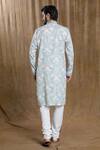 Shop_Arihant Rai Sinha_Blue Kurta Cotton Printed Floral Mandarin Collar And Pyjama Set _at_Aza_Fashions