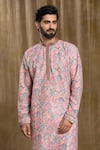 Buy Arihant Rai Sinha Peach Cotton, Silk Embroidery Straight Kurta With Pyjama Online at Aza Fashions Buy_Arihant Rai Sinha_Peach Cotton, Silk Embroidery Straight Kurta With Pyjama_Online_at_Aza_Fashions
