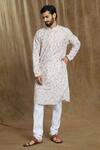 Buy Arihant Rai Sinha White Cotton, Silk Embroidery Geometric Tile Print Kurta With Pyjama at Aza Fashions Buy_Arihant Rai Sinha_White Cotton, Silk Embroidery Geometric Tile Print Kurta With Pyjama_at_Aza_Fashions