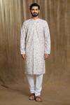 Buy Arihant Rai Sinha White Cotton, Silk Embroidery Geometric Tile Print Kurta With Pyjama Online at Aza Fashions Buy_Arihant Rai Sinha_White Cotton, Silk Embroidery Geometric Tile Print Kurta With Pyjama_Online_at_Aza_Fashions