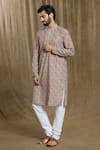 Buy_Aryavir Malhotra_Multi Color Kurta Cotton Printed Geometric Trellis With Pyjama _at_Aza_Fashions