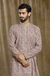 Shop_Aryavir Malhotra_Multi Color Kurta Cotton Printed Geometric Trellis With Pyjama _Online_at_Aza_Fashions