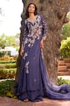 Buy_Dolly J_Purple Chiffon Embroidered Kamdani V-neck Isla Zardozi Kalidar Sharara Set _at_Aza_Fashions