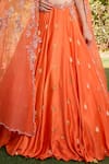 Dolly J_Orange Organza Embellished Anahita Zardozi Embroidered Cape Woven Lehenga Set _Online_at_Aza_Fashions