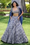 Buy_Dolly J_Blue Imported Lycra Weave Embroidery Abstract Keren Pattern Lehenga Set_at_Aza_Fashions