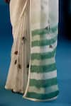 Shop_Devnaagri_Green Silk Organza Leheriya Ivy Bloom Glass Neck Hand Painted Saree With Blouse _Online_at_Aza_Fashions