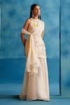 Shop_Devnaagri_Ivory Silk Organza Hand Paint Vintage Bloom And Embroidered Kurta Sharara Set 