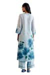 Buy_Devnaagri_Blue Kota Silk Hand Painted Thread V Neck Embroidered Kurta Palazzo Set 