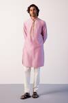 Buy_Devnaagri_Purple Silk Chanderi Embroidered Zari Kurta And Pant Set_at_Aza_Fashions