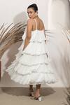 Shop_Ozel_White Georgette Square Ceecee Pleated Tiered Midi Dress _at_Aza_Fashions