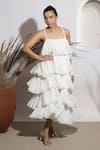 Buy_Ozel_White Georgette Square Ceecee Pleated Tiered Midi Dress _Online_at_Aza_Fashions