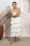 Shop_Ozel_White Georgette Square Ceecee Pleated Tiered Midi Dress _Online_at_Aza_Fashions