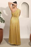 Shop_Ozel_Yellow Modal Satin Printed One-shoulder Dolce One Gown _at_Aza_Fashions