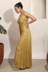 Buy_Ozel_Yellow Modal Satin Printed One-shoulder Dolce One Gown 