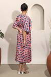 Shop_Ozel_Pink Modal Satin Abstract V Neck Pattern Wrap Dress_at_Aza_Fashions