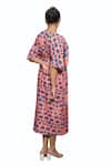 Buy_Ozel_Pink Modal Satin Abstract V Neck Pattern Wrap Dress