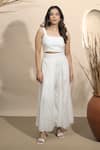 Buy_Ozel_White Cotton Solid Square Crop Top And Pant Co-ord Set_Online_at_Aza_Fashions