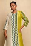Shop_Avni Bhuva_Green Cotton, Silk Nilpala Color Blocked Geometric Pattern Kurta And Pant Set _at_Aza_Fashions