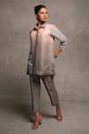 Buy_Avni Bhuva_Pink Linen Collared Tamanegi Dual Toned Shirt And Pant Co-ord Set _at_Aza_Fashions