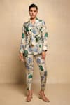 Buy_Avni Bhuva_Ivory Silk Printed Floral Shawl Collar Unshiu Jacket And Pant Set _at_Aza_Fashions