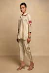 Buy_Avni Bhuva_Ivory Silk Print Fleur Collar Neck Doki Shirt With Pant _at_Aza_Fashions