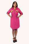 Buy Richaa Goenka Pink Cotton Hand Work Studs Collared Studded Front Pocket Dress at Aza Fashions Buy_Richaa Goenka_Pink Cotton Hand Work Studs Collared Studded Front Pocket Dress _at_Aza_Fashions