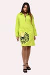 Buy Richaa Goenka Green Cotton Printed Flower Collared Shirt Dress at Aza Fashions Buy_Richaa Goenka_Green Cotton Printed Flower Collared Shirt Dress _at_Aza_Fashions