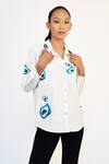 Richaa Goenka White Cotton Hand Embroidery Abstract Evil Eye Collared Shirt Online at Aza Fashions Richaa Goenka_White Cotton Hand Embroidery Abstract Evil Eye Collared Shirt _Online_at_Aza_Fashions