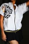 Buy_Richaa Goenka_White Cotton Printed Flower Band Collar Shirt _Online_at_Aza_Fashions