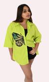 Buy Richaa Goenka Green Cotton Hand Embroidery Bead Collared Butterfly Oversized Shirt at Aza Fashions Buy_Richaa Goenka_Green Cotton Hand Embroidery Bead Collared Butterfly Oversized Shirt _at_Aza_Fashions