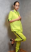 Shop_Richaa Goenka_Green Cotton Piping Collared Spike Patch Detailed Shirt With Pant _Online_at_Aza_Fashions