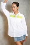 Buy_Richaa Goenka_White Cotton Hand Embroidered Sequins Collar Yoke Shirt _at_Aza_Fashions