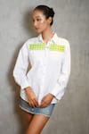 Richaa Goenka_White Cotton Hand Embroidered Sequins Collar Yoke Shirt _Online_at_Aza_Fashions