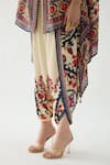 Rajdeep Ranawat_Orange Cape Silk Printed Floral Plunge V Neck Chloe And Dhoti Pant Set_at_Aza_Fashions
