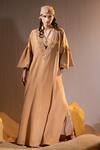 Buy_TYOHAR_Brown Crepe Embroidery Zuelia Dangling Pearl Vine Embellished Kurta With Bustier _at_Aza_Fashions