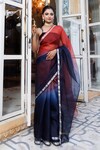 Buy_Geroo Jaipur_Maroon Kota Silk Pure Saree With Unstitched Blouse Piece_at_Aza_Fashions