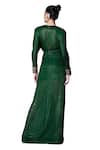 Buy_Nikita Mhaisalkar_Green Pure Georgette Hand Embroidered Sequin Plunge V Draped Maxi Dress