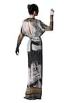 Nikita Mhaisalkar_Black Pure Georgette Sequin Plunge V Noir Dream Draped Maxi Dress_at_Aza_Fashions