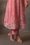 Shop_Label Niti Bothra_Pink Chanderi Silk Embroidery Thread Collar Long Shirt Kurta And Pant Set _Online_at_Aza_Fashions