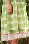 Shop_Weaver Story_Green Chanderi Silk Hand Block Print Chequered Round Neck Handloom Dress 