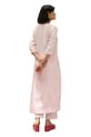 Shop_Weaver Story_Pink Cotton Embroidery Floral V Neck Kurta With Pant _Online_at_Aza_Fashions