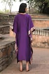 Shop_Weaver Story_Purple Handloom Pure Silk Handwoven Sanjaab V Neck Benaras Border Kaftan _at_Aza_Fashions