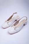 Buy_Schon Zapato_White Stitchline Thread Buckle Strap Mules _at_Aza_Fashions