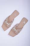 Buy_Schon Zapato_Beige Pearl Embellished Mesh Flats _Online_at_Aza_Fashions