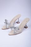 Buy_Schon Zapato_Beige Sparkling Bow Embellished Heels _at_Aza_Fashions