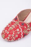 Schon Zapato_Red Zardozi Embroidered Mules _Online_at_Aza_Fashions