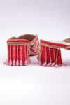 Buy_Schon Zapato_Red Zardozi Embroidered Mules _Online_at_Aza_Fashions