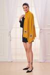 Buy_Taroob_Yellow Embroidered Evil Eye Stole_at_Aza_Fashions